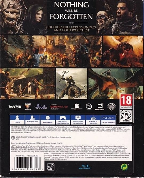 Middle-Earth Shadow of War - Gold Edition - Steelcase - PS4 (B Grade) (Genbrug)